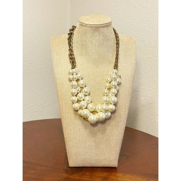 J. Crew Cluster Faux Pearl Statement Necklace - Picture 1 of 5